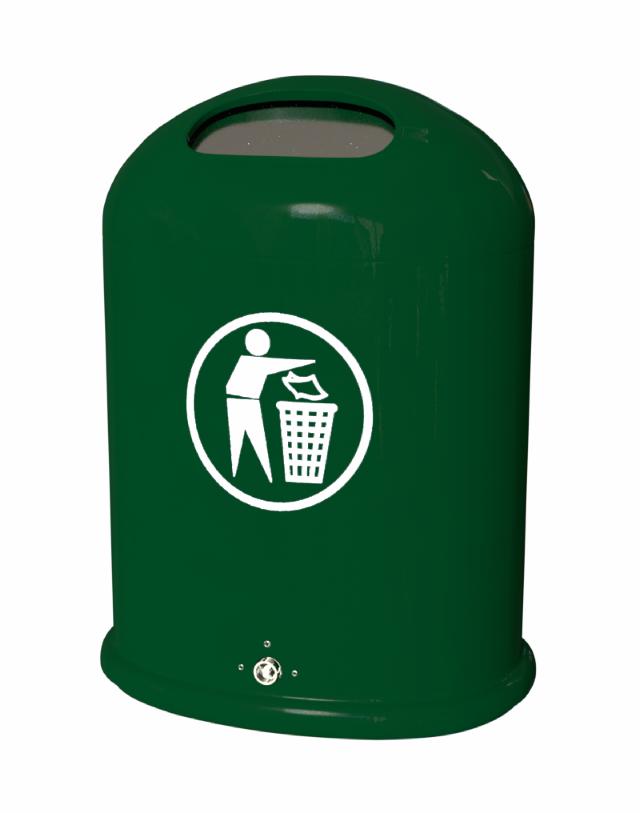 Avfallsbehållare utomhus Modell 5034 45 liter Med fjäderklaff Grön